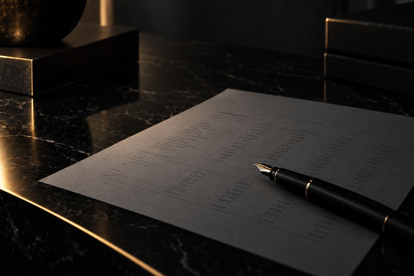 Escritorio con estados financieros